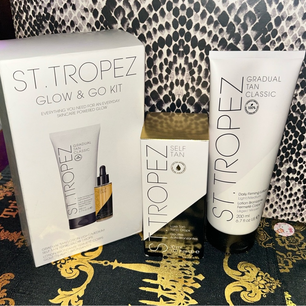 St Tropez Glow & Go Kit Tan Lotion Light/med. Self Tan Tonic Glow Drops